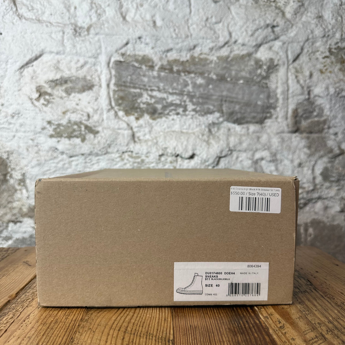 Rick Owens High Black Milk Sneaker Sz 7 (40)