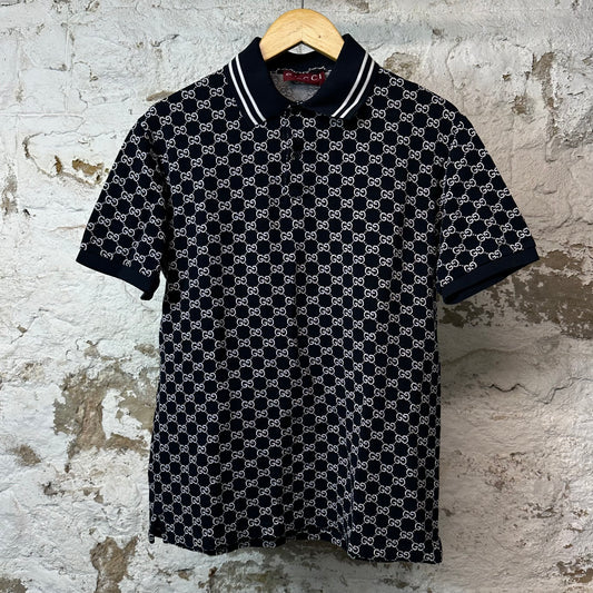 Gucci White Monogram Polo Shirt Black Sz XS