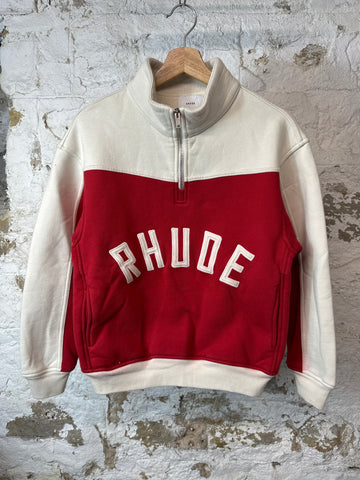 Rhude East Hampton Red White 1/4 Zip Sz XS