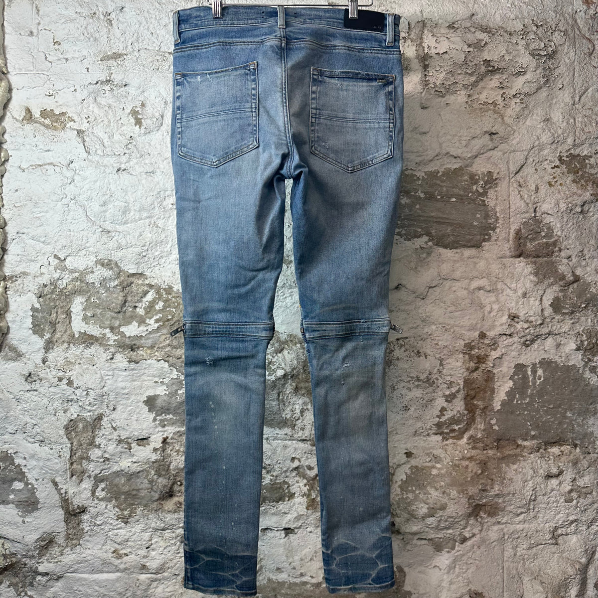 Amiri MX2 Yellow Brown Patch Blue Denim Jeans Sz 34