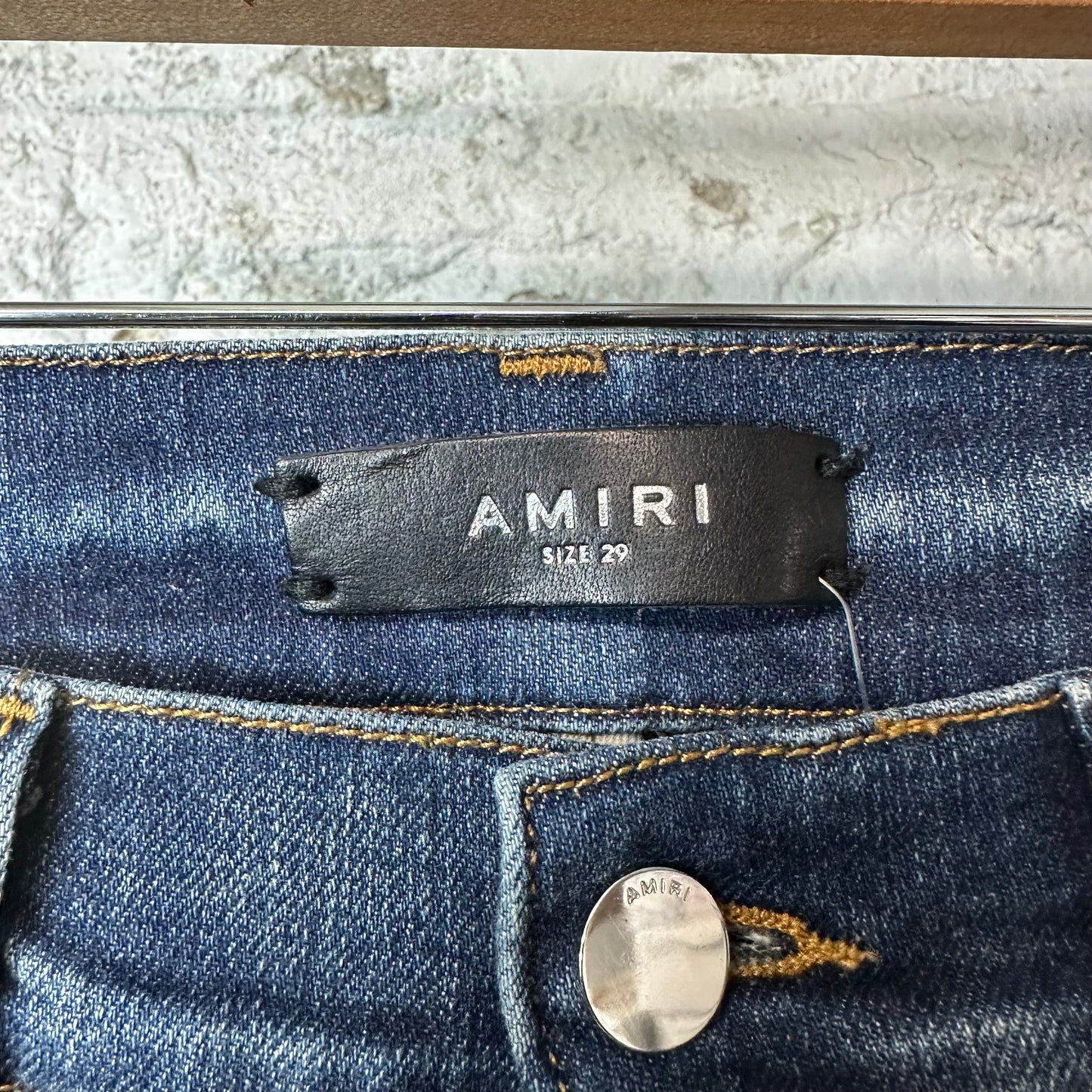 Amiri MX1 Maroon Suede Dark Blue Denim Jeans Sz 29
