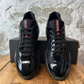 Prada Americas Cup Triple Black Patent Sneaker Sz 12