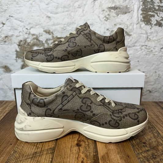 Gucci Rython Brown Monogram Cream Sneaker Sz 9 No Box