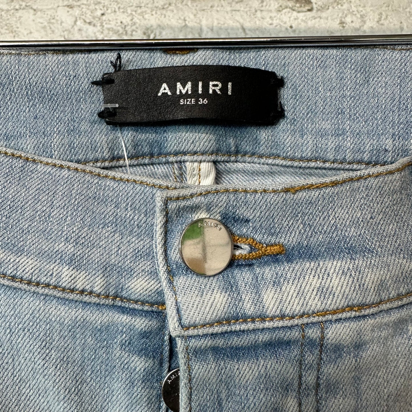 Amiri MX1 Light Camo Light Blue Denim Jeans Sz 36 (Tailored Short)