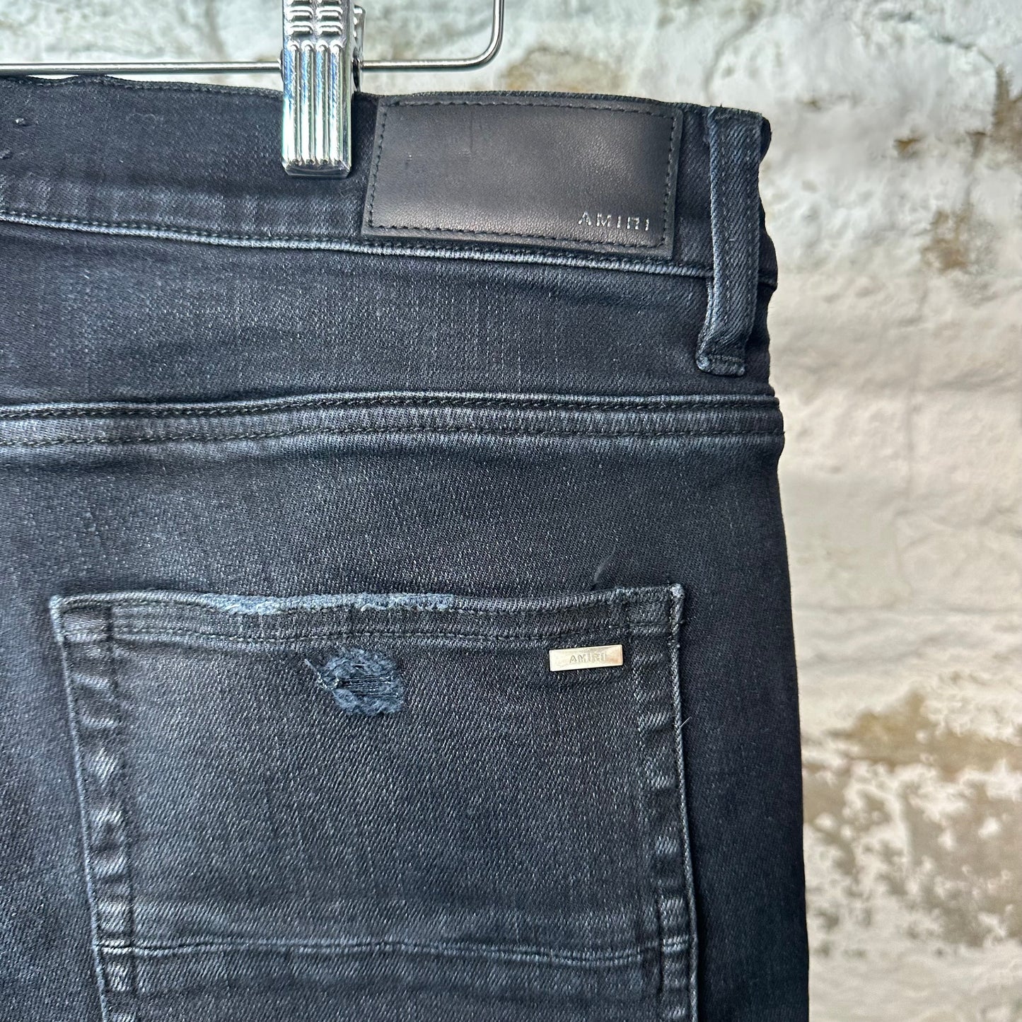Amiri MX1 Black Blue Patch Black Denim Jeans Sz 36
