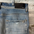 Amiri Distressed Side Spell Blue Denim Jeans Sz 33