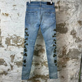 Amiri Green Camo Bones Blue Denim Jeans Sz 28