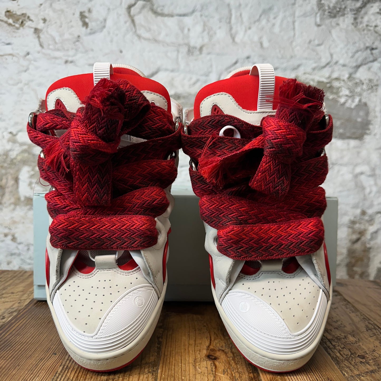 Lanvin Curb Red Lace Grey Sneaker Sz 13 (46)
