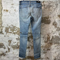 Amiri MX2 Yellow Brown Patch Blue Denim Jeans Sz 34