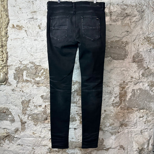 Amiri MX1 Black White Woven Black Denim Jeans Sz 36