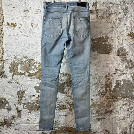 Amiri MX1 Black Paisley Thrasher Blue Denim Jeans Sz 30