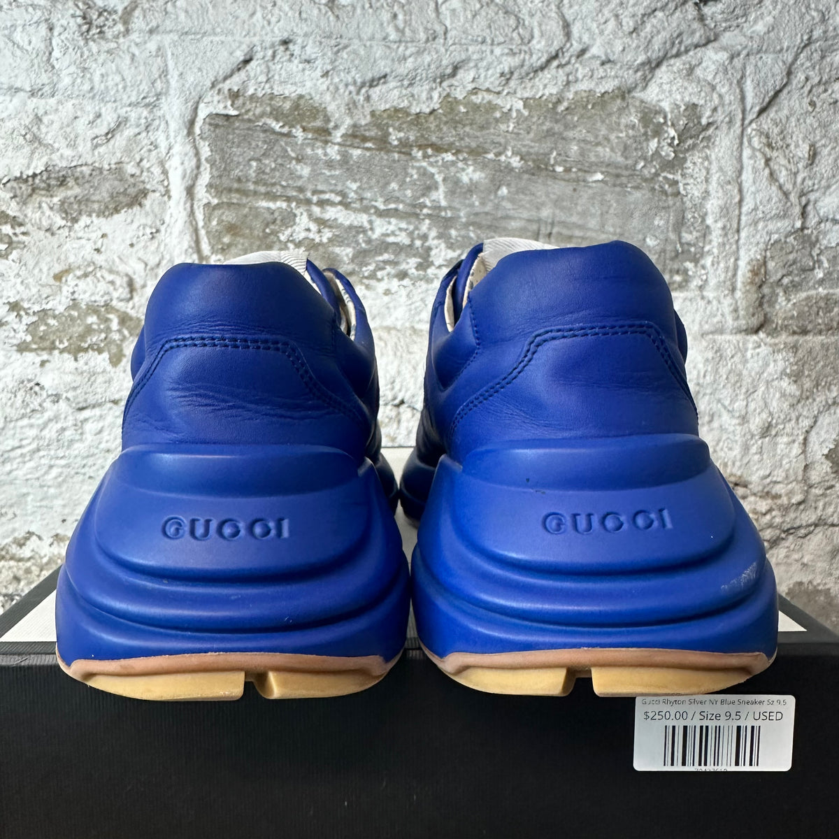 Gucci Rhyton Silver NY Blue Sneaker Sz 9.5