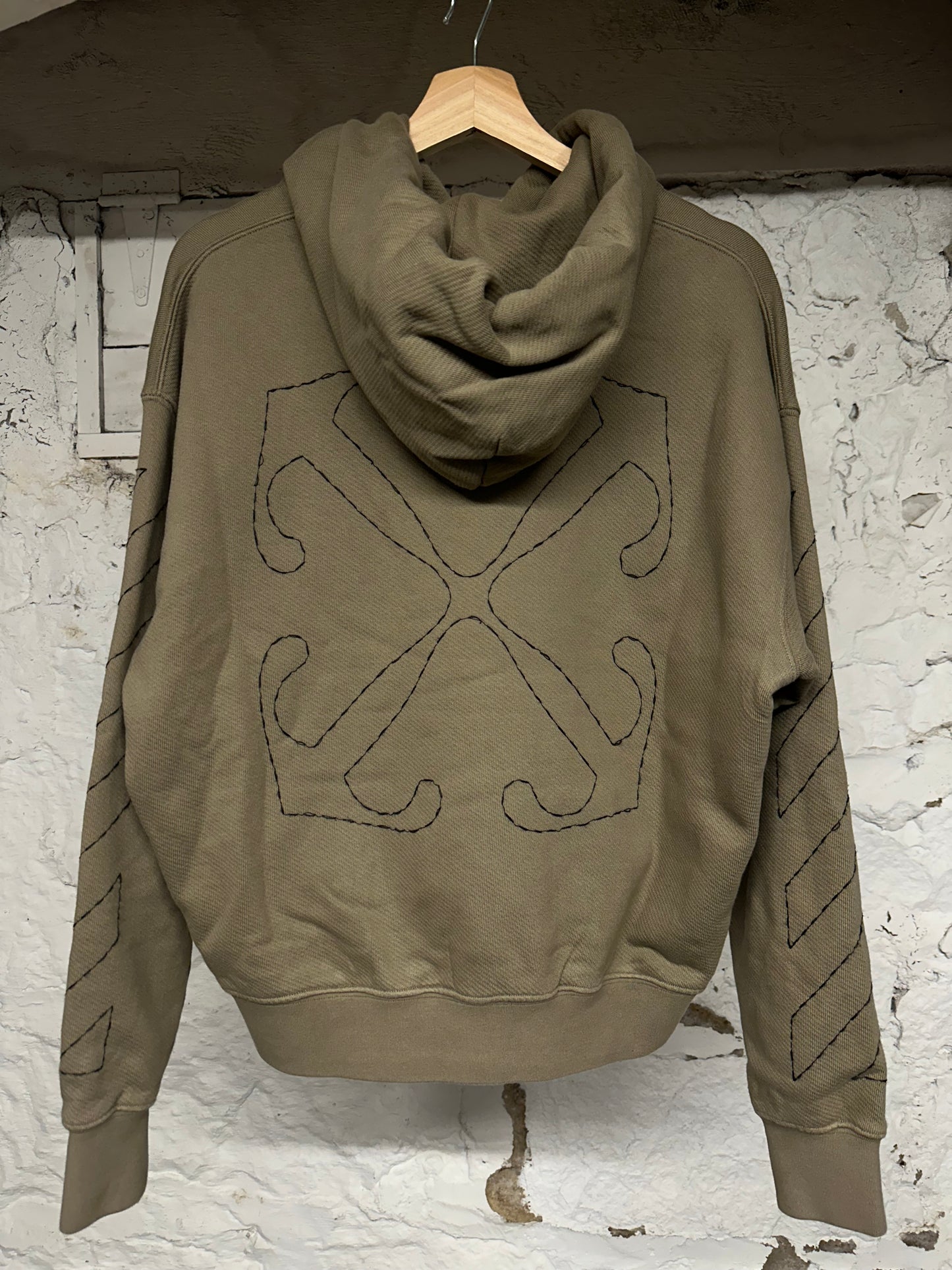 Off-White 3D Diagonals Hoodie Light Brown Sz XS