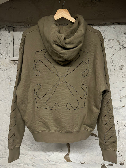 Off-White 3D Diagonals Hoodie Light Brown Sz XS