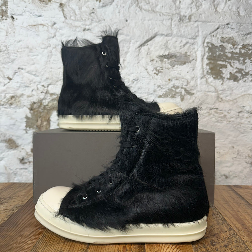 Rick Owens High Black Pony Hair Milk Sneaker Sz 10 (43)