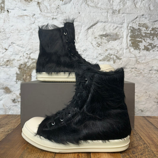 Rick Owens High Black Pony Hair Milk Sneaker Sz 10 (43)