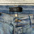 Amiri Black Varsity Logo Blue Denim Jeans Sz 34