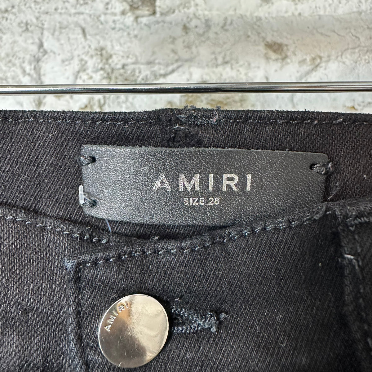 Amiri Knee Hole Plain Black Denim Jeans Sz 28