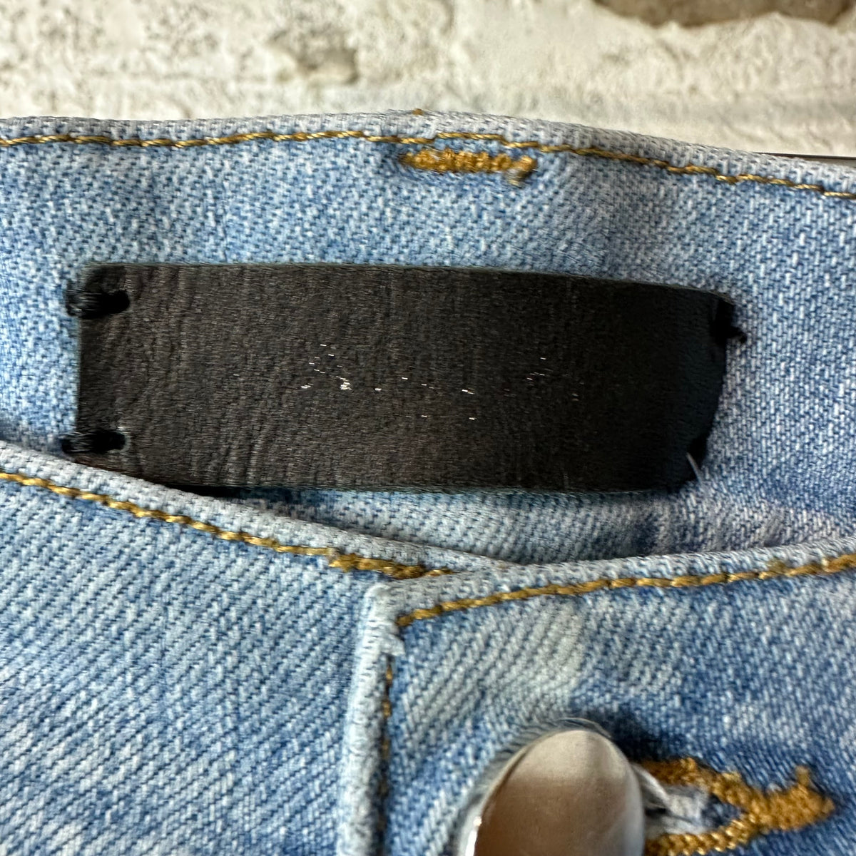 Amiri MX1 Camo Patch Light Blue Denim Jeans Sz 40