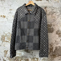 Louis Vuitton Grey Damier Monogram Waves Denim Jacket Sz XXL (56)