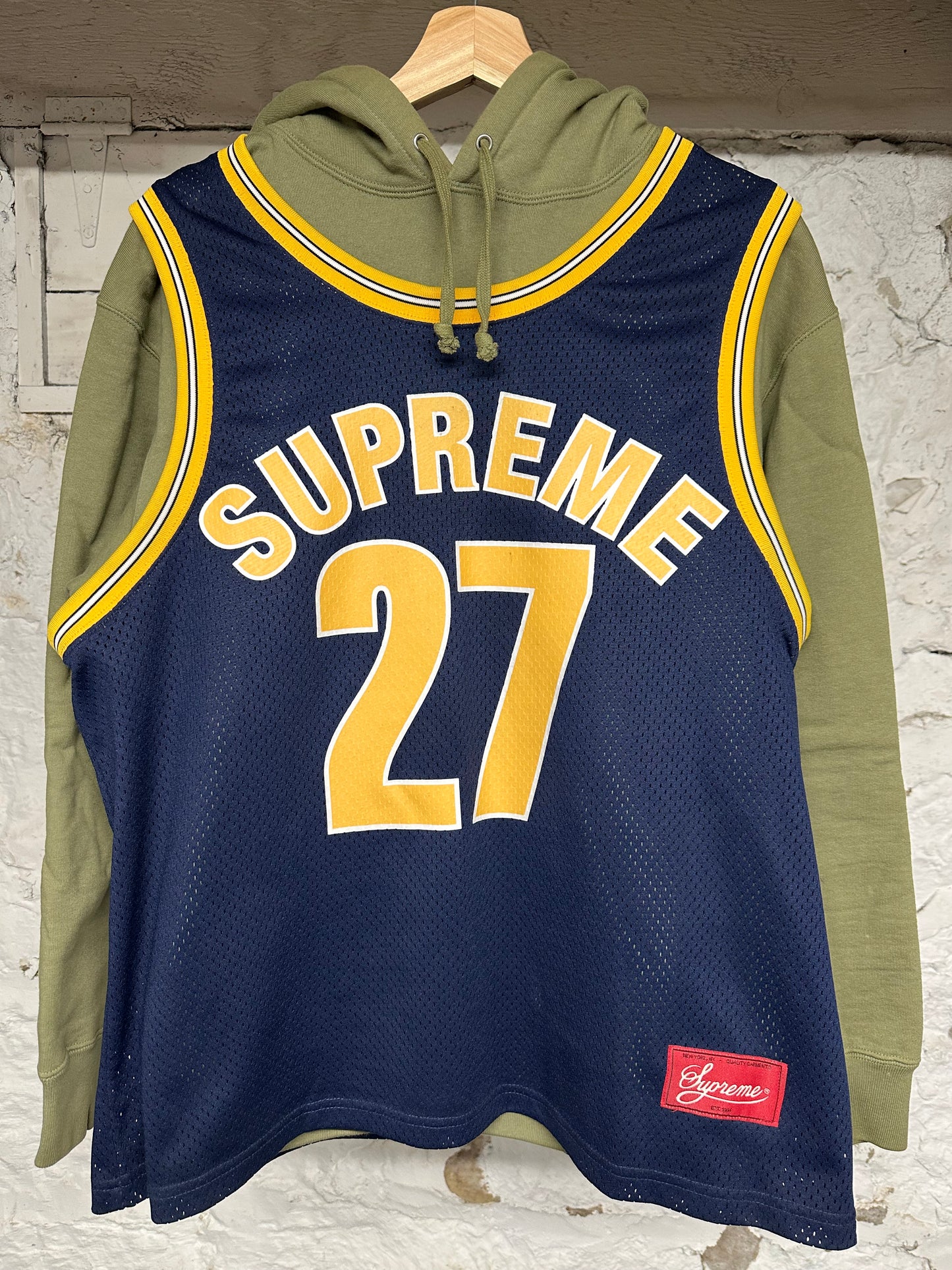 Supreme Basketball Jersey Olive Hoodie Sz S