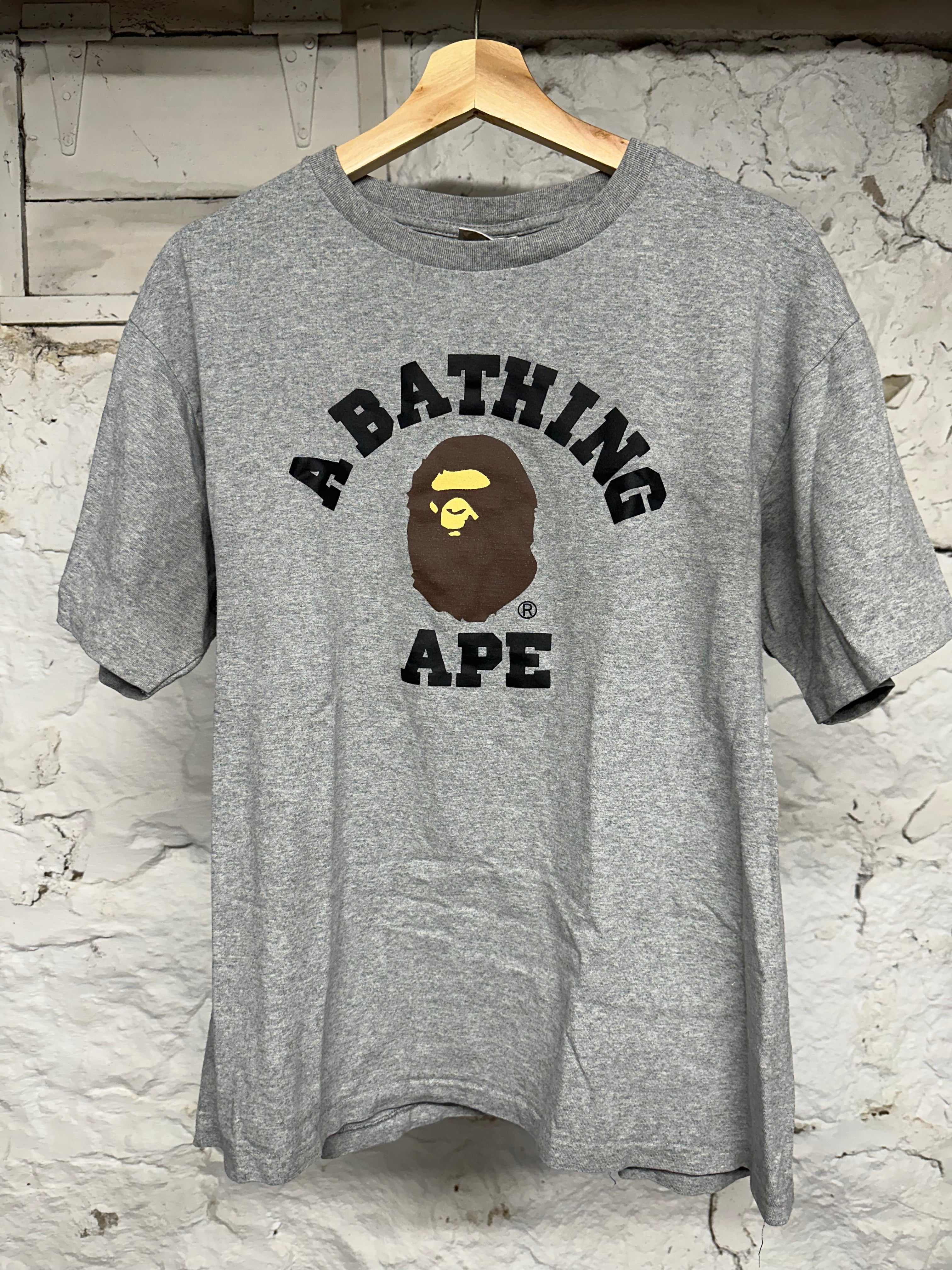 Bape College Logo T-shirt Gray Sz L