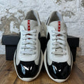 Prada Americas Black Patent Cream White Sneaker Sz 8
