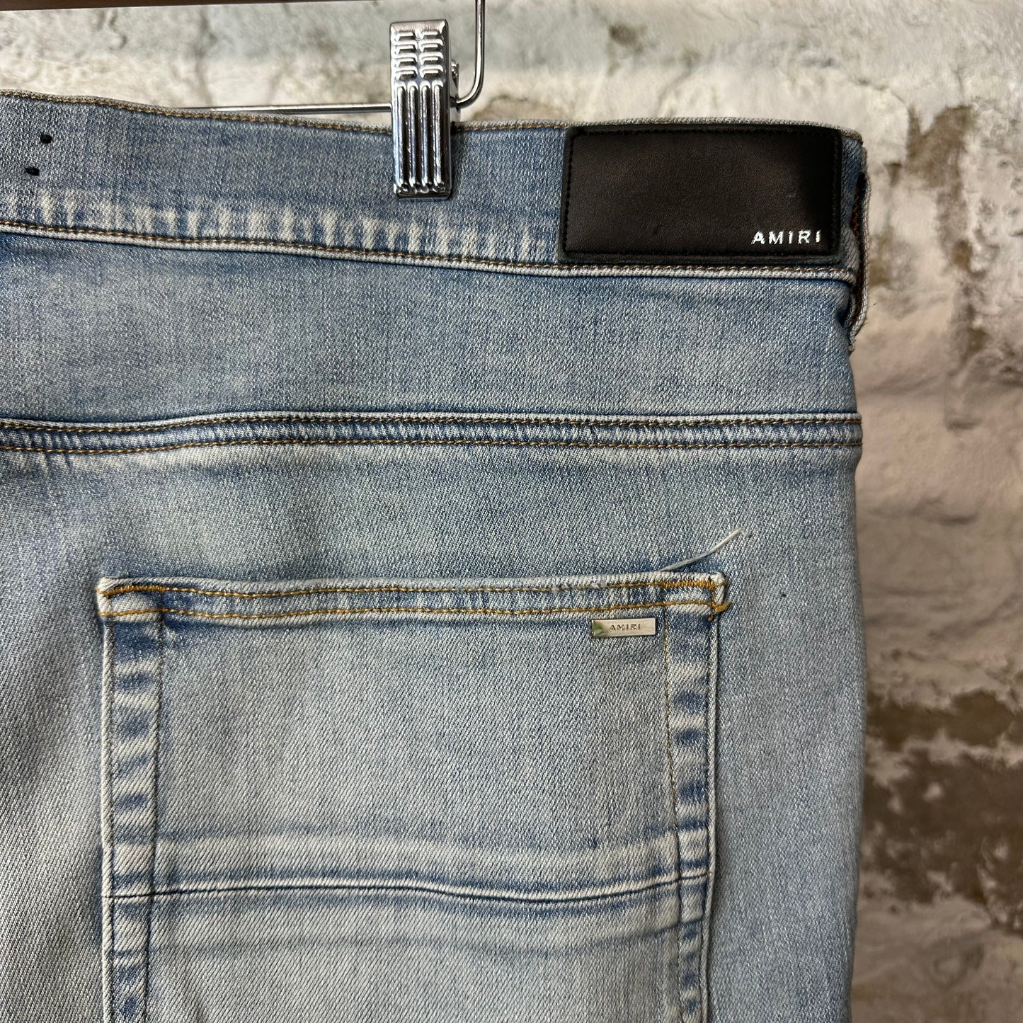 Amiri MX1 Red Suede Blue Denim Jeans Sz 40