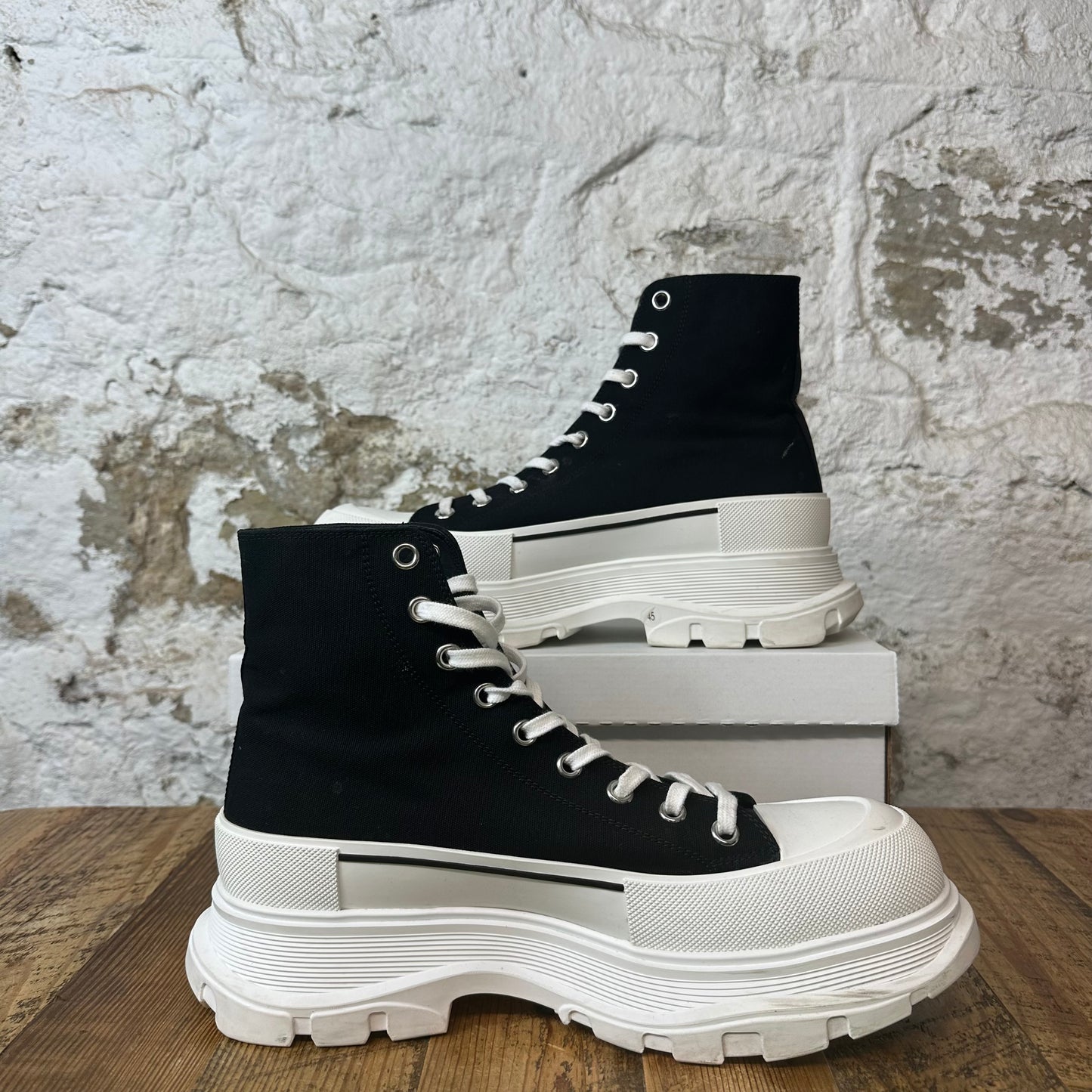 Alexander Mcqueen High Black White Tread Boot Sz 12 (45) No Box