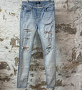 Amiri Bone Patch Light Blue Denim Jeans Sz 33