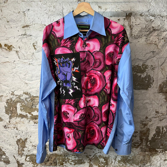 Prada Frankenstein Rose Blue Button Up Shirt Sz XXL