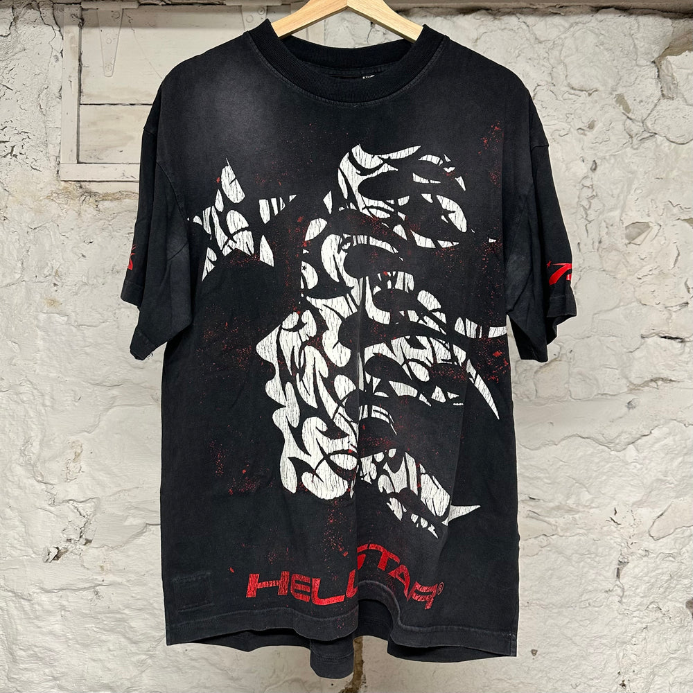 Hellstar White Red Path To Paradise Faded Black T-Shirt Sz L