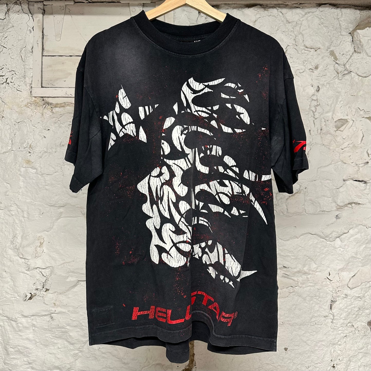 Hellstar White Red Path To Paradise Faded Black T-Shirt Sz L
