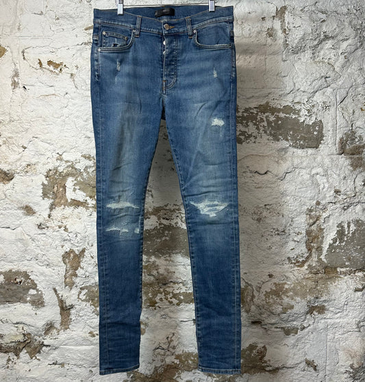 Amiri Knee Stitch Blue Denim Jeans Sz 31