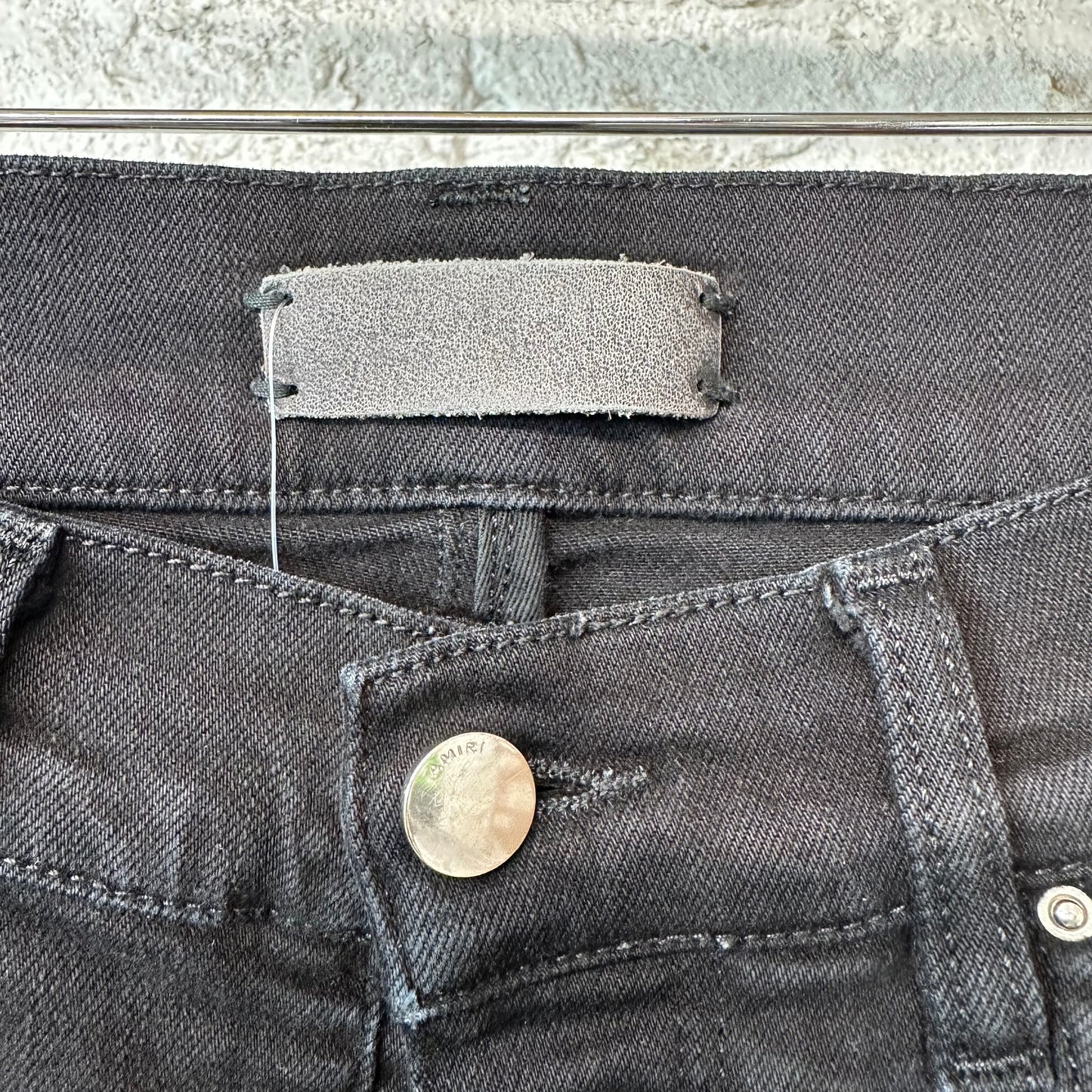 Amiri Knee Rip Plain Black Denim Jeans Sz 32