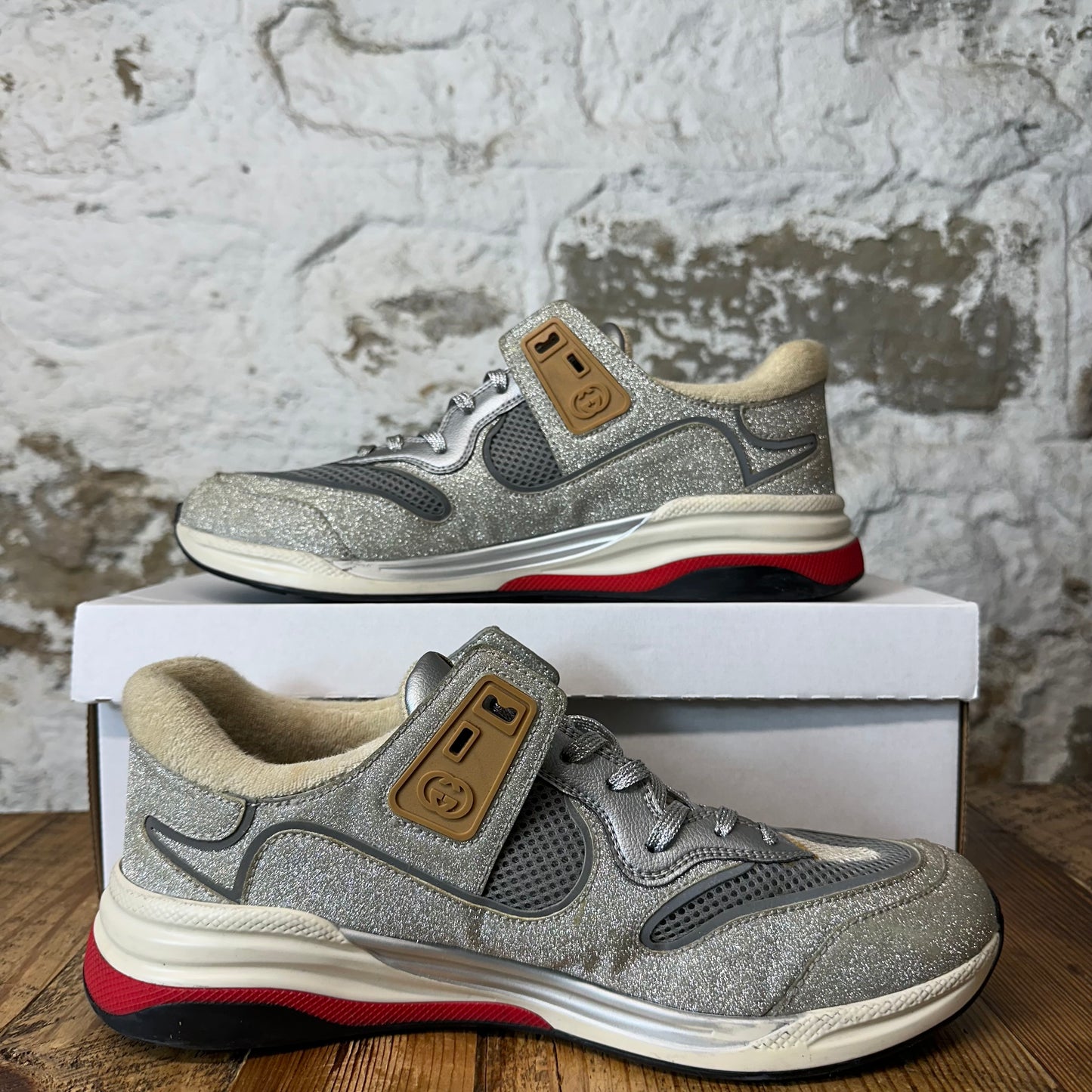 Gucci Silver White Ultrapace Sneaker Sz 9
