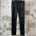 Amiri MX1 Black Leather Black Waxed Denim Jeans Sz 31 DS