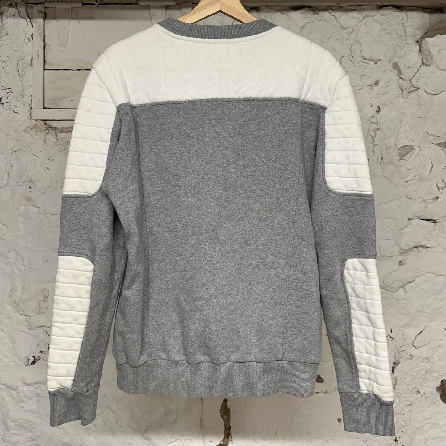 Balmain Paris White Logo Grey Crewneck Sz M