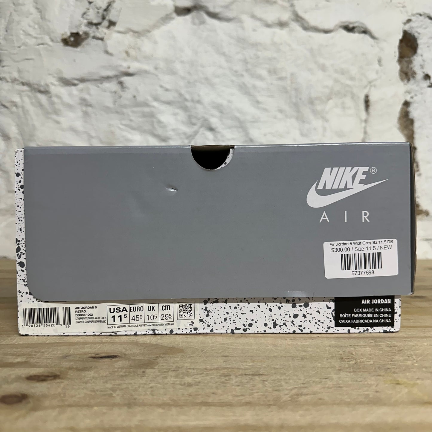 Air Jordan 5 Wolf Grey Sz 11.5 DS