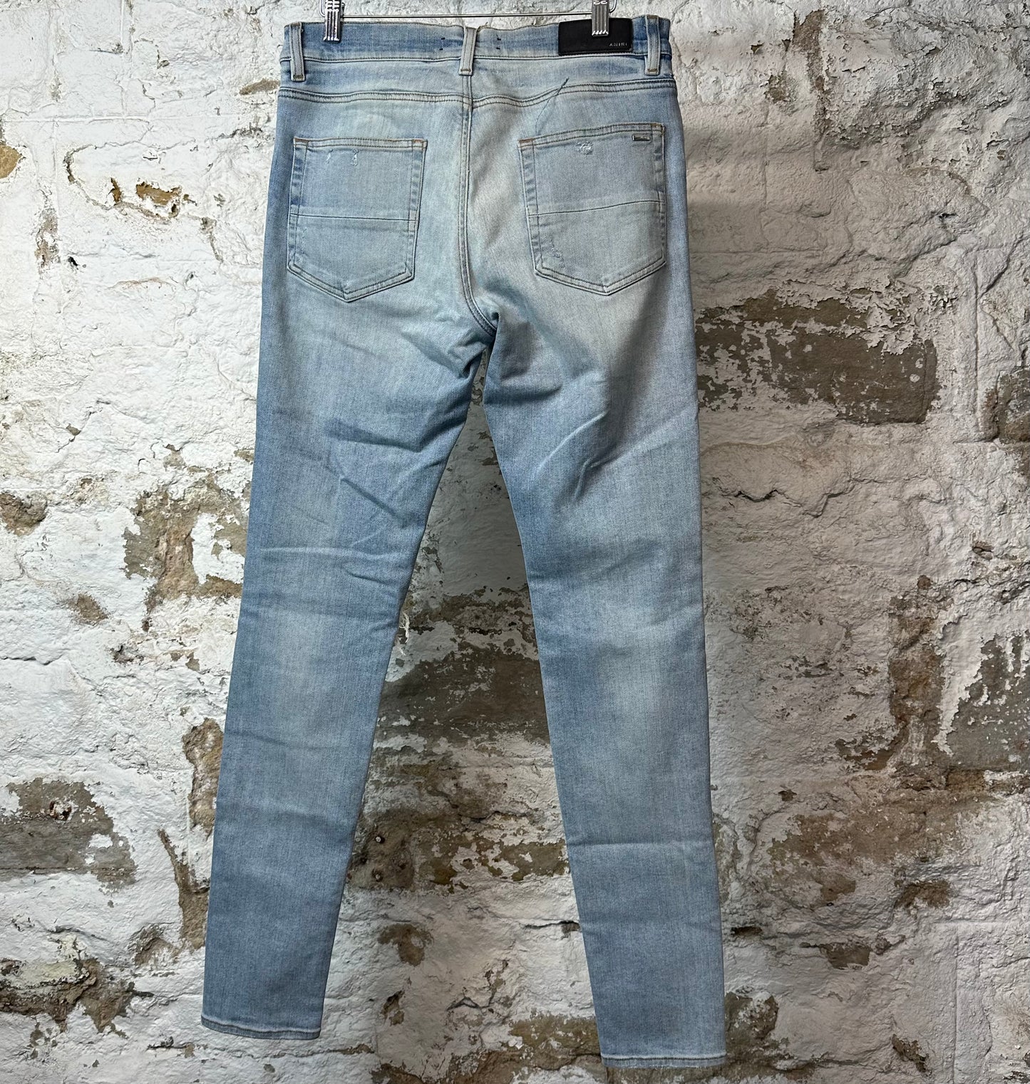 Amiri MX1 Black Suede Blue Denim Jeans Sz 33