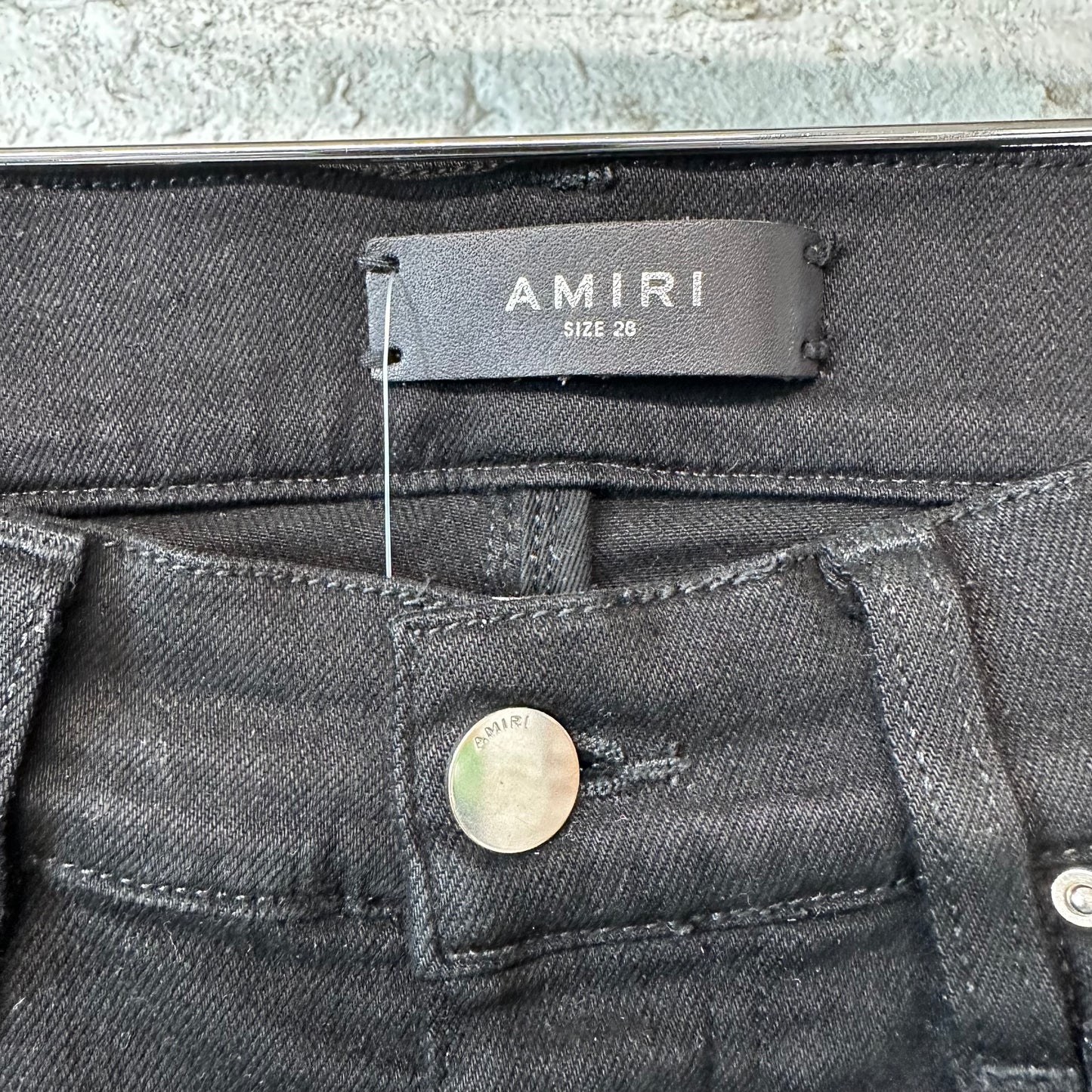Amiri MX1 Brown Suede Black Denim Jeans Sz 28