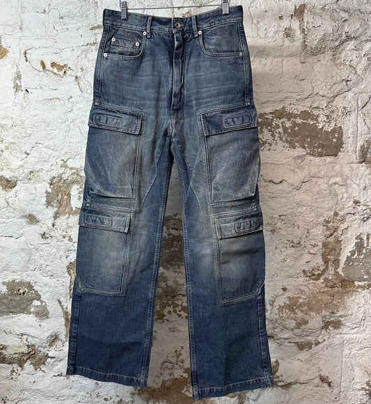 Rick Owens Double Cargo Blue Denim Jeans Sz 28