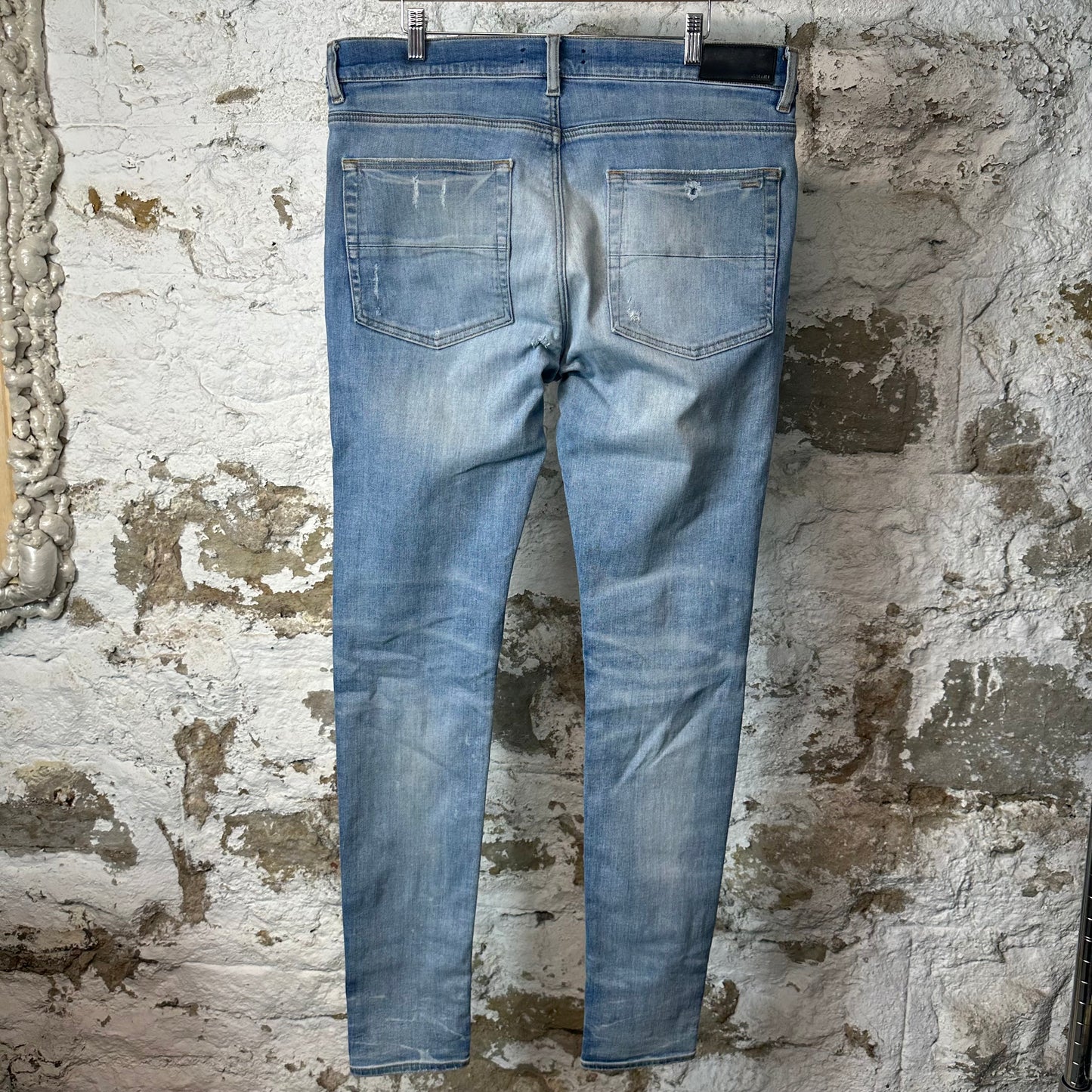 Amiri MX1 Red Suede Blue Denim Jeans Sz 36
