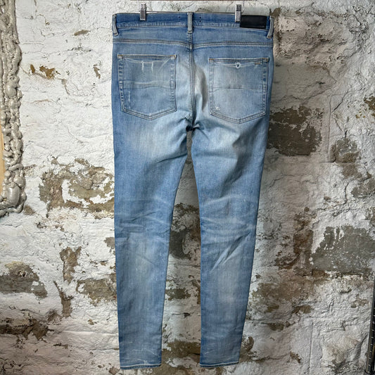 Amiri MX1 Red Suede Blue Denim Jeans Sz 36