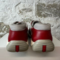 Prada Americas Cup Vintage Red Leather Grey Sneaker Sz 11