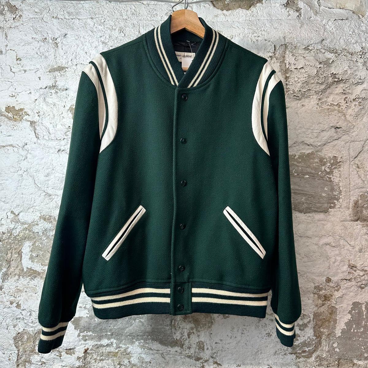 Saint Laurent Teddy Forest Green Varsity Jacket Sz XXL (54)