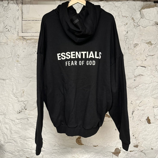 Fear of God Essentials Black White Logo Hoodie Sz L