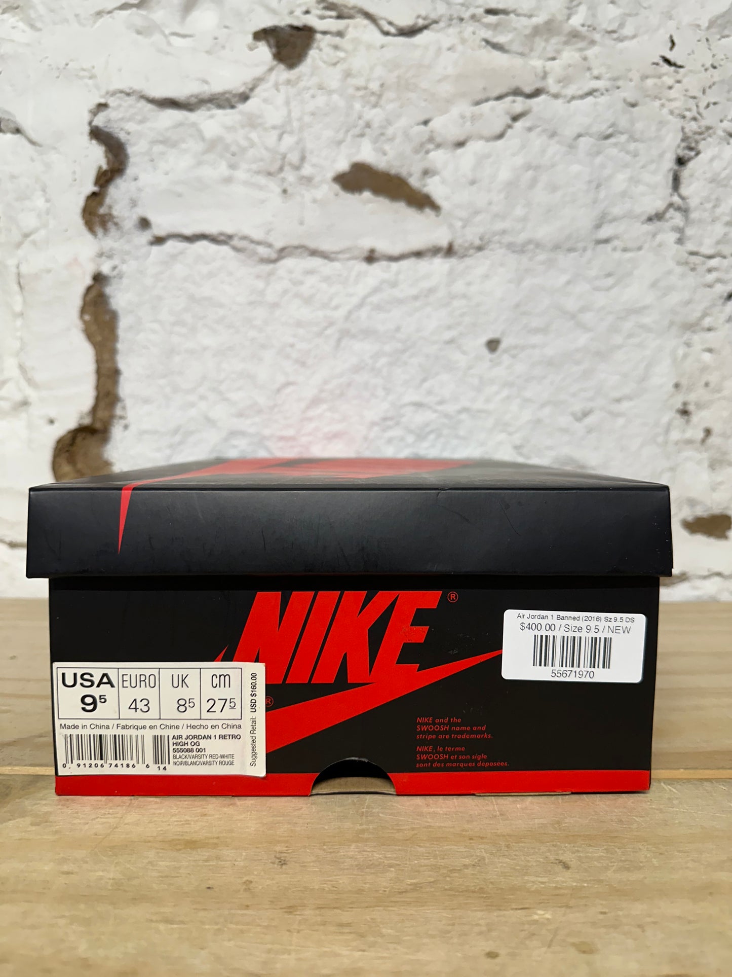 Air Jordan 1 Banned (2016) Sz 9.5 DS