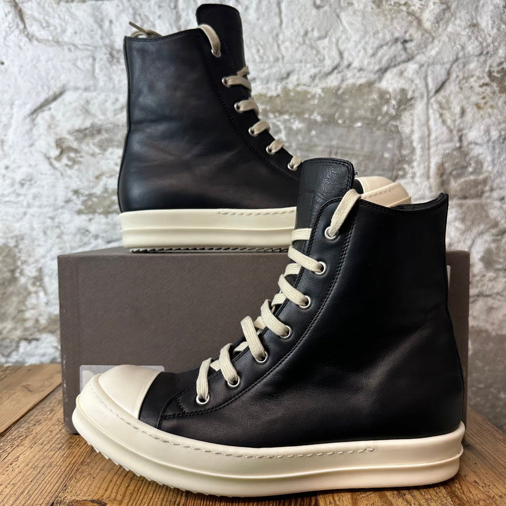 Rick Owens High Black Leather Milk Sneaker Sz 8 (41)