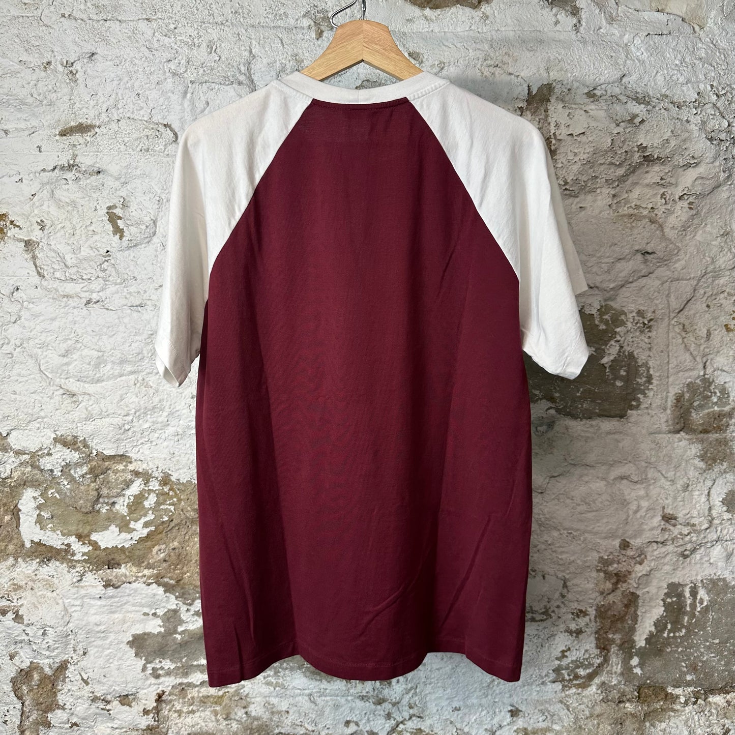Celine Flocked Logo Maroon T-Shirt Sz S